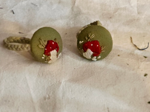 Embroidered Hair Ties - Mushrooms