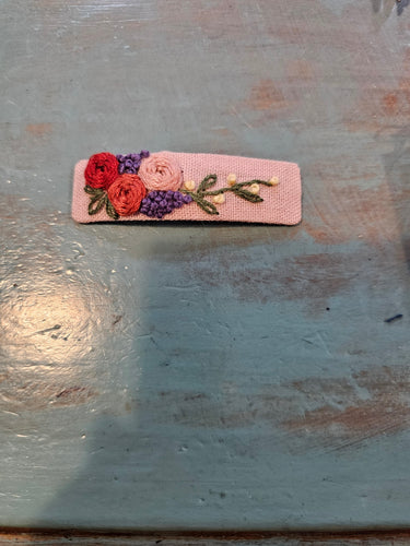 3 Flower Hand Embroidered Hair Clip