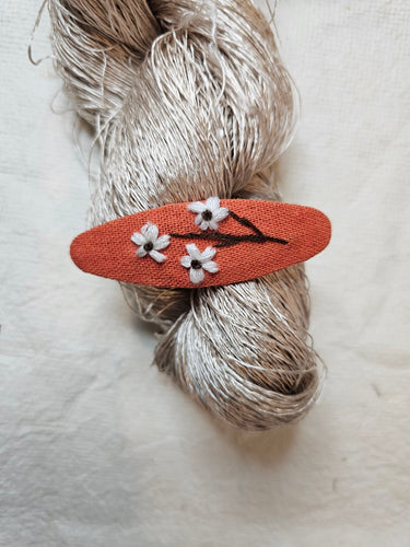 Orange Hand Embroidered Hair Clip