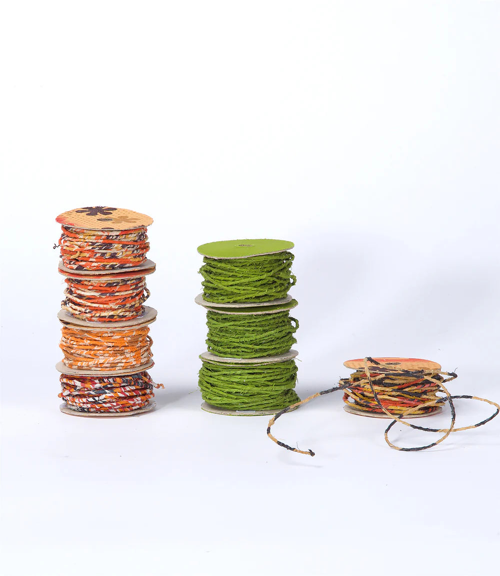Crafters Upcycled Saree Wrapped Wire - Paper Reel, Light Green, 10m