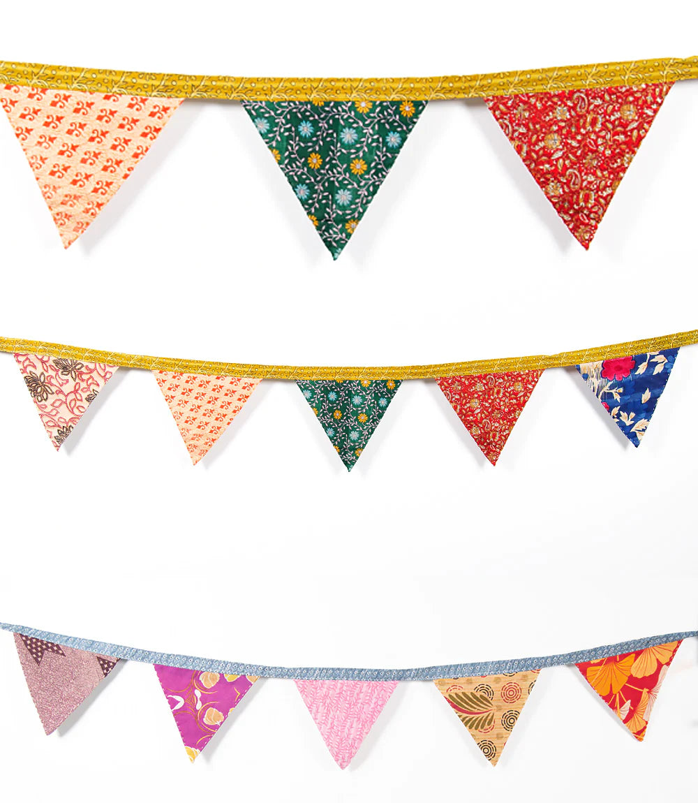 Upcycled Saree Flag Bunting - 5 Flags