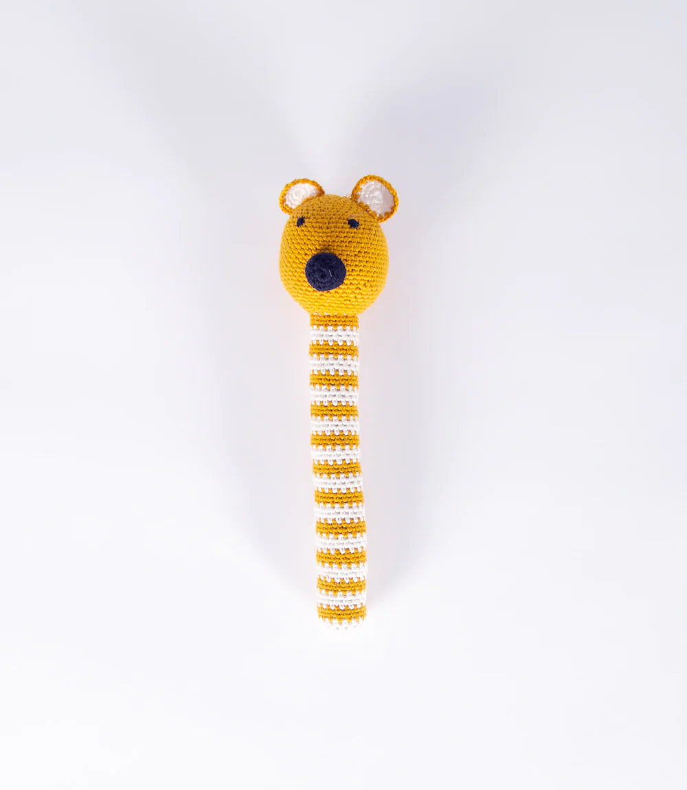 Tiger Bub Rattle - Mustard – The Wool Stash