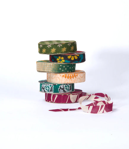 Upcycled Cotton Saree Ribbon, Assorted Patterns & Colourways